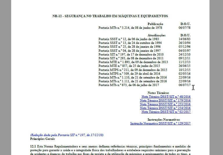 Revisão da NR-12 e implicações de autuação