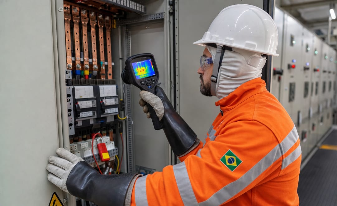 Inspeção elétrica industrial em painel sob NR-10 com termografia preditiva